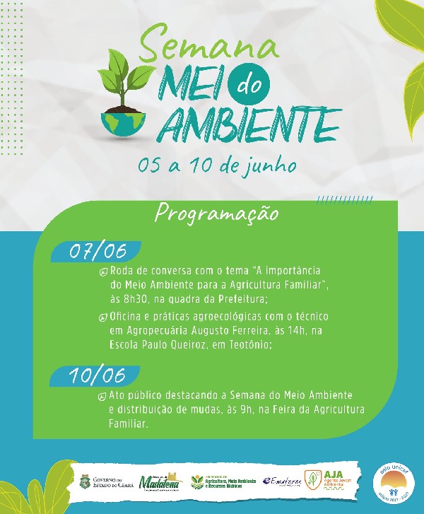 Convidamos a população madalenense para participar da Semana do Meio Ambiente 2022