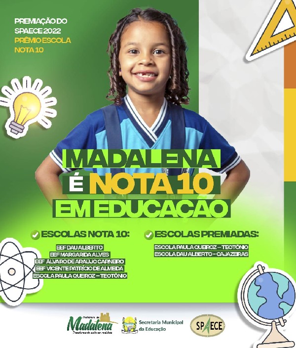 MADALENA É NOTA 10 EM EDUCAÇÃO